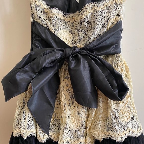 Vintage Betsy Johnson Strapless Lace Prom Dress Black and White, size 4 - Picture 6 of 10